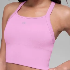 Alo Yoga Seamless Ribbed Favorite Bra Tank Candy Heart Pink M thumbnail 1