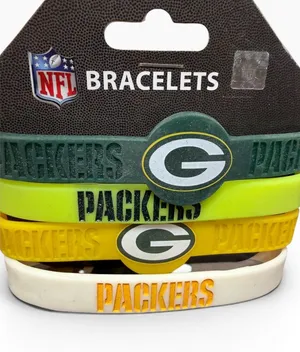 Green Bay Packers NFL Silicone Bracelets 4-Pack Aminco New thumbnail 1