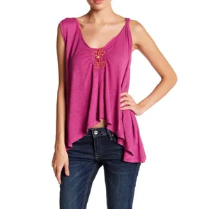 Free People New Vibes Tank Top Pink Small S Lightweight Embellished Boho NWT thumbnail 5