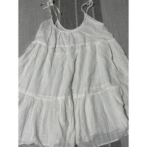 Aerie Womens White Gold Metallic Stripe Tiered Babydoll Cami Tank‎ Top Medium thumbnail 7