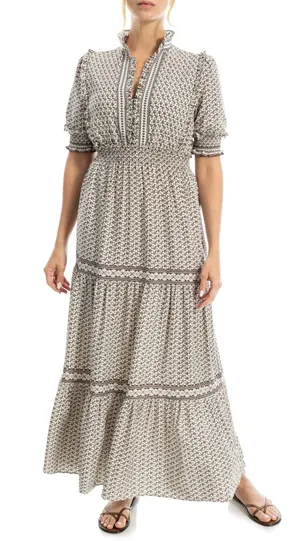 Max Studio Floral Short Sleeve Tiered Maxi Dress thumbnail 1