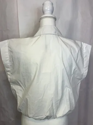 Zara White Sleeveless Button-Down Shirt with Elastic Hem thumbnail 4