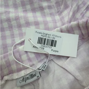 All For Mimi PJ Shorts Set Gingham Size XS Lilac White Lemon thumbnail 4