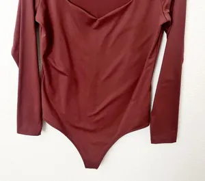 [Abercrombie & Fitch] Brown Sweetheart Neckline Long Sleeve Bodysuit Sz Large L thumbnail 7