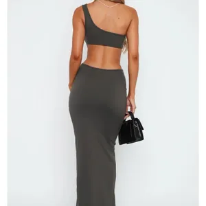 White Fox Midnight Dancing One Shoulder Charcoal Maxi Bodycon Dress Size L NWT thumbnail 4