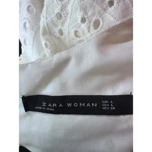 Zara Woman White Eyelet Cotton Mini Shift Dress Short Sleeve Embroidery Large thumbnail 3