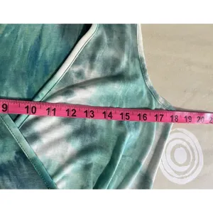 WOOSEA Size S Women’s Sleeveless Deep V-Neck Maxi Dress Blue Green Tie Dye Boho thumbnail 11