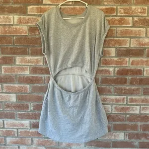 Offline Aerie Weekend Cutout Dress Sweatshirt Cotton Women’s Medium Heather Gray thumbnail 3