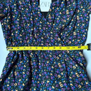 Zara Mini‎ Dress | Boho Floral Print | Women’s XS | Shoulder Pads | Long Sleeve thumbnail 8