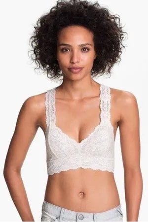 Free People GALLOON LACE RACERBACK BRALETTE IN Pale Gray thumbnail 1