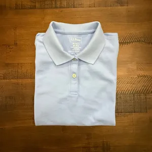 L.L.Bean Womens Relaxed Fit Polo Shirt Top light blue Short Sleeve Medium‎ Reg thumbnail 4