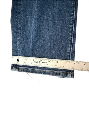 Risen Jeans Women’s 9/29 Mid Rise Distressed Bootcut Jeans Raw Hem Stretch Denim thumbnail 13