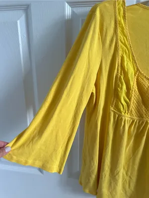 Women's VS Tee Shop Yellow Scoop Neck Peasant Top thumbnail 4