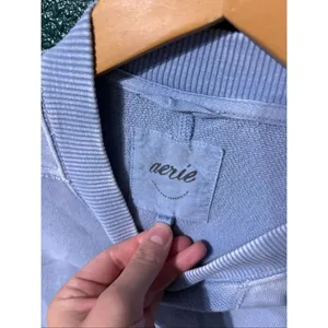 Aerie Blue Distressed Oversized Slouchy Crewneck Size XS thumbnail 2