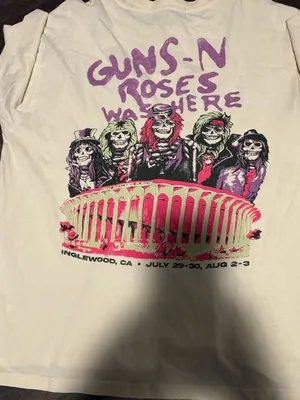 Daydreamer Guns N' Roses Was Here Boyfriend T-Shirt Size M Cream thumbnail 3