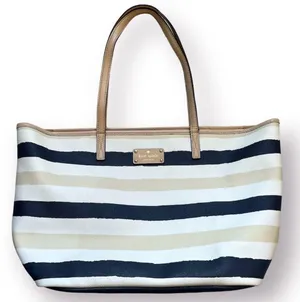 Kate Spade Striped Bondi Road Large Harmony Tote Bag Nautical Coastal Resort thumbnail 1