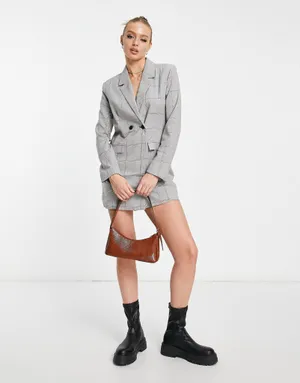 Abercrombie and fitch check blazer dress grey NWT size S thumbnail 3