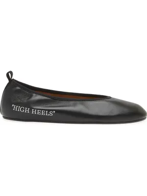 OFF-WHITE Leather Slip On Ballet Ballerina High Heel Flats thumbnail 3