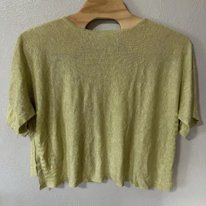 Anthropologie Medium Alica‎ Shimmer Metallic Shirt Yellow Linen Blend Oversized thumbnail 3