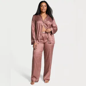 New VICTORIA'S SECRET Glazed Satin Dew‎ Drop Long Pajama Set thumbnail 3