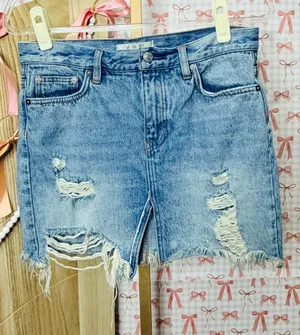 We The Free Relaxed & Destroyed Light Blue Distressed Denim Mini Skirt Classic thumbnail 1