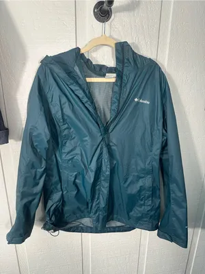 Columbia Teal Green Zip Front Rain Jacket Size 1X EUC thumbnail 3