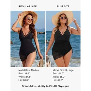 Blooming Jelly X-LARGE One-Piece Swimsuit Tummy Control Swim Dress BLACK thumbnail 3