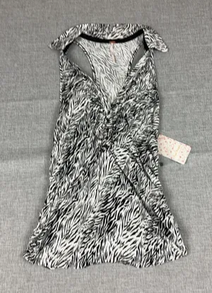 Free People Tank Top Womens M Black White V-Neck Sleeveless Zebra Print thumbnail 1