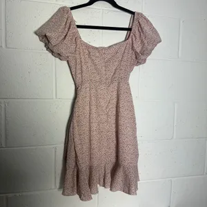 Princess Polly Pink Floral Puff Sleeve Faux Wrap Ruffle Mini Dress US 2 thumbnail 4