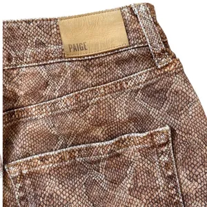 EUC PAIGE Aideen Raw Hem Denim Skirt Bronze Viper Print Size 25 Retail @ $128.00 thumbnail 8