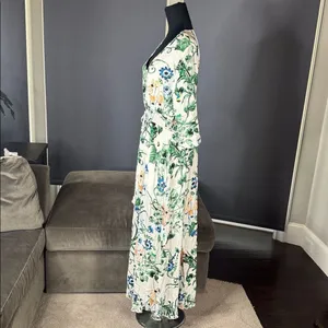 Women’s Floral Maxi Dress 3/4 Sleeve Empire Waist Button Front V-Neck Size XL thumbnail 5