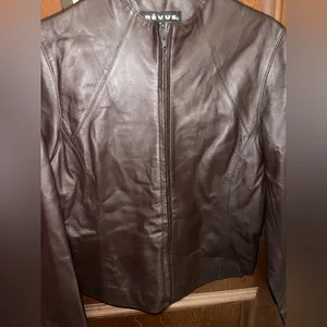 Vintage Brown Faux Leather Jacket by Revue Size 8 thumbnail 5