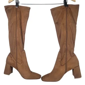 Nordstrom Rack Women's Tan Suede Block‎ Heel Knee High Boots Size 10M thumbnail 9
