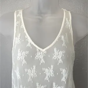 Abercrombie & Fitch Tank Top Size XS White Sheer Lace Coquette Romantic Floral thumbnail 2