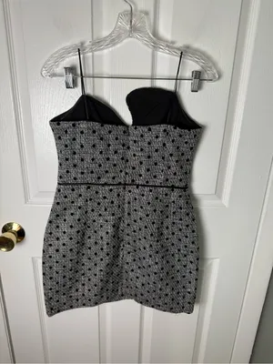 Amanda Uprichard Puzzle Strapless Mini Dress in Black Polka Dot M thumbnail 4