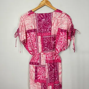 Zara Patchwork Paisley Cotton Maxi Dress Cutout Side M Pink NWT Blogger Favorite thumbnail 9