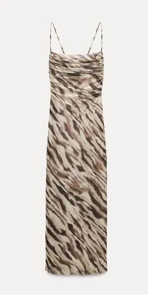 Zara Dress maxi mesh bodycon cheetah animal print Leopard evening date casual thumbnail 17