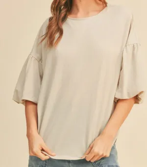Kaye Bubble Sleeve Short Sleeve Scoop Blouse thumbnail 1