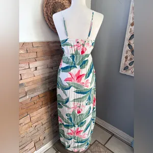Billabong Tropical Green and Pink Maxi Dress size XS thumbnail 3