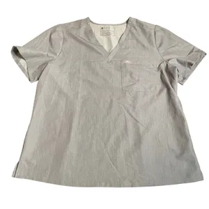 FIGS Technical Collection Womens XXL Heather‎ Grey V-Neck Scrub Top One Pocket thumbnail 1
