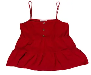 Paper Crane Red Tiered Button-Front Tank thumbnail 1