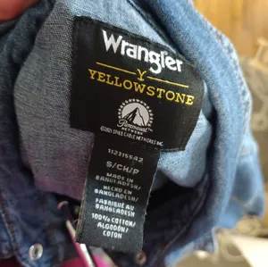 Wrangler Yellowstone denim pearl snap shirt thumbnail 4