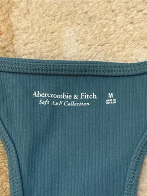Abercrombie & Fitch Soft A&F Collection Ribbed Racerback Tank Top Teal M thumbnail 5