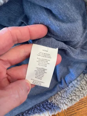 Thread & Supply Light Blue and Cream Sherpa Zip Hoodie M thumbnail 4