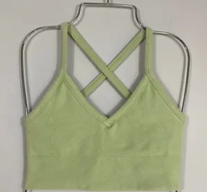 Alo Yoga Ribbed Sports Bra Light Green Strappy Back Size S thumbnail 1