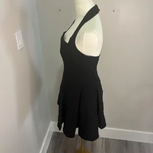 ASTR The Label Black Halter Mini Dress Square Neck A-Line Pleated Small thumbnail 7