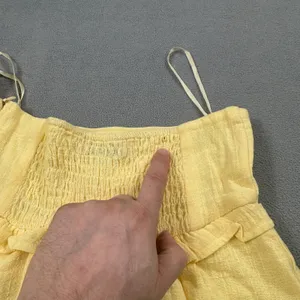 NWT Edikted Top S Womens Yellow Ruffle Layered Strapless Smocked Cami Tank Cute thumbnail 8