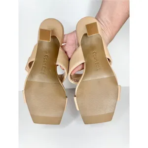 Open Edit Sandals‎ Size 6 Qarly Heeled Tan Open Square Toe Slip On Heels thumbnail 10