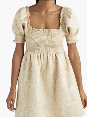 Hill House Athena Nap Gold Brocade Babydoll Mini Dress thumbnail 3