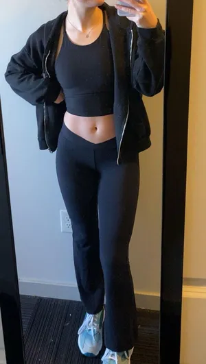 JOLYN Black Crossover Flare Leggings thumbnail 1